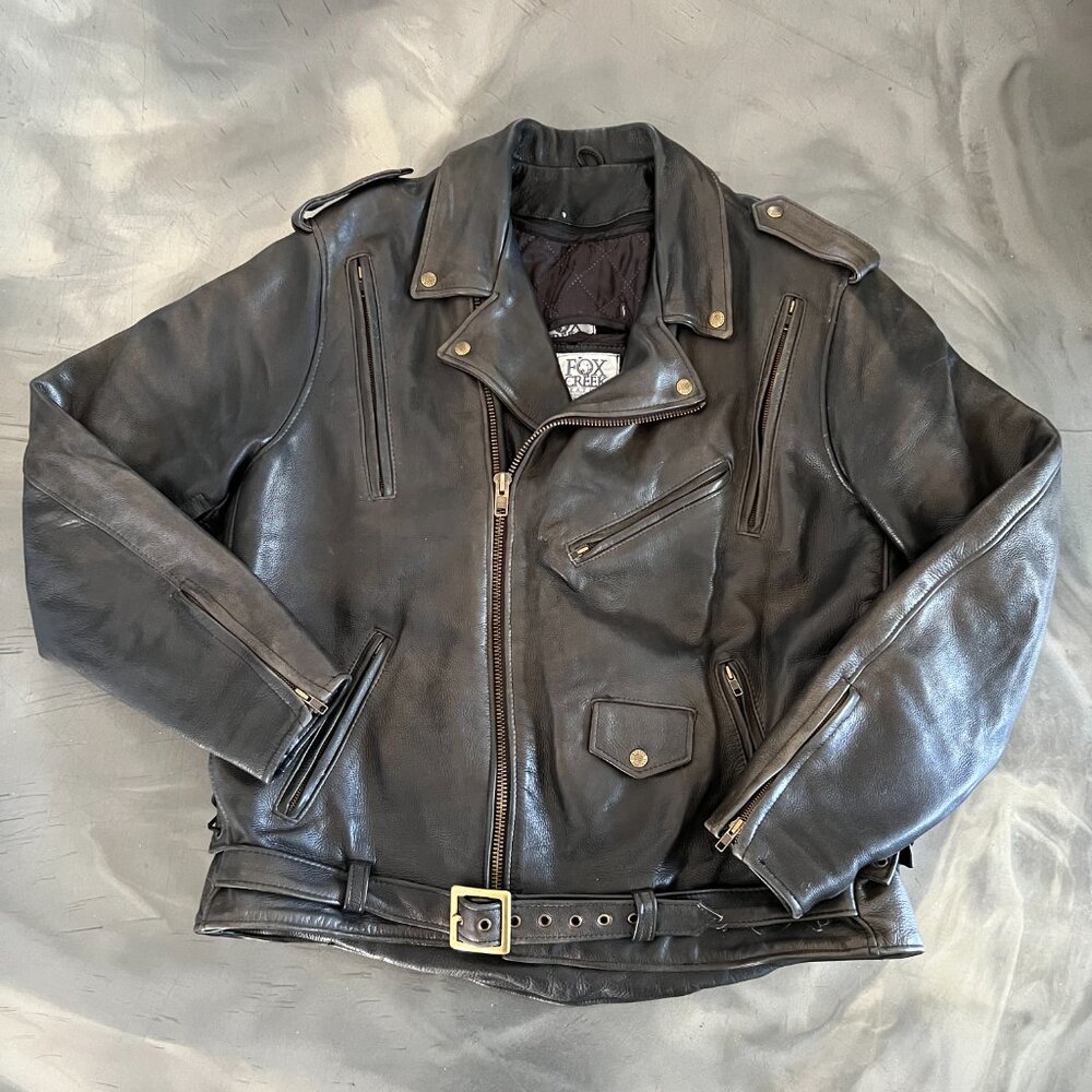 Leather Jacket, Harley Davidson Motorcycle, Fox Creek Leather Jacket - Picture 5 of 12